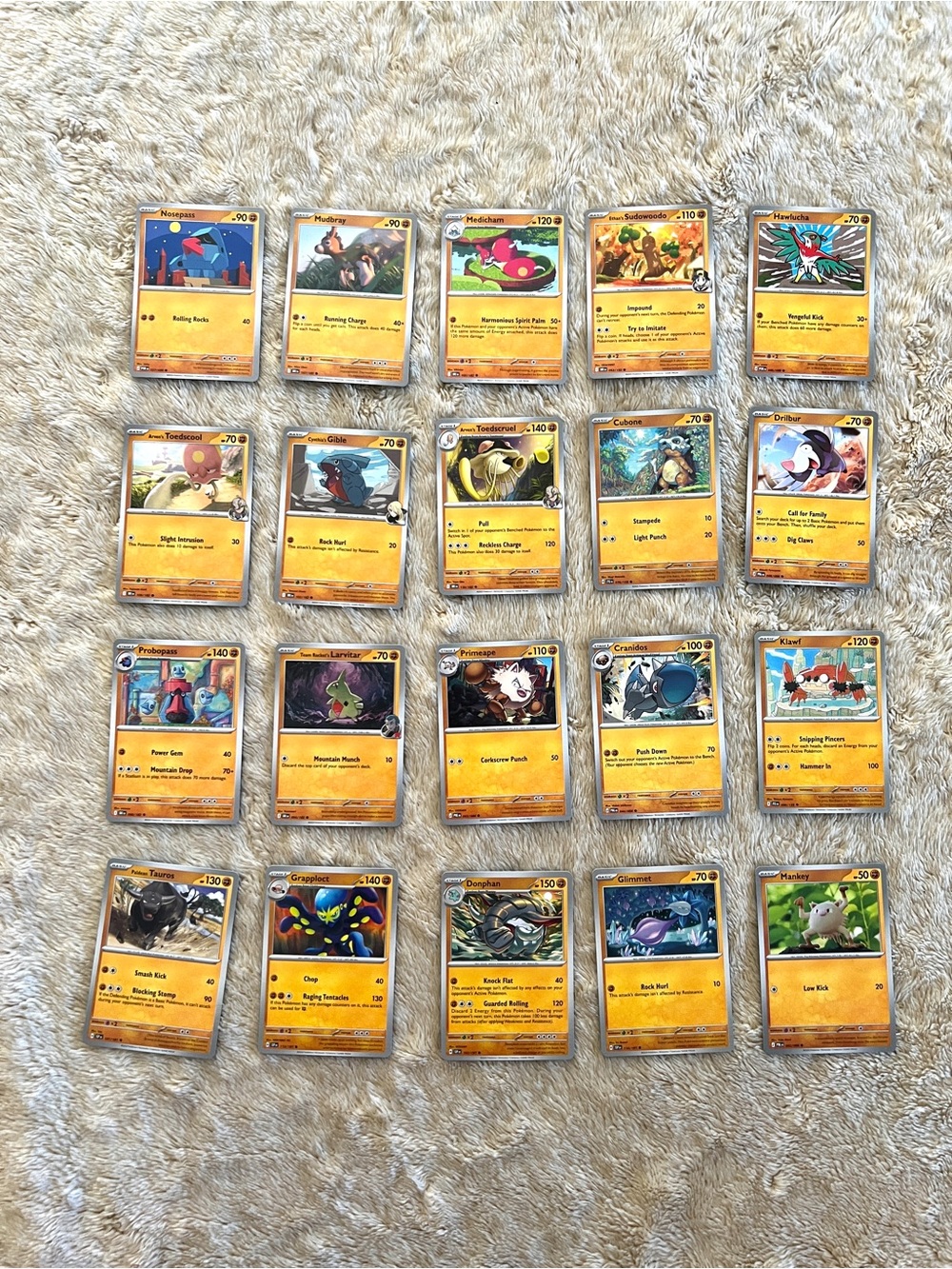Pokemon Bulk Fighting Common TCG 20 Cards